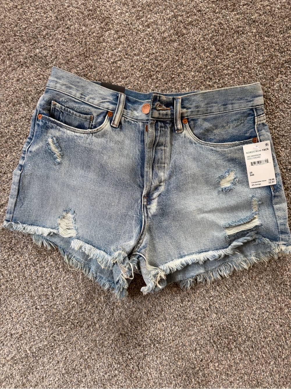 BLANKNYC Distressed Light Blue Denim Shorts - Women's